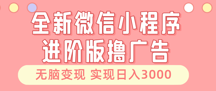 （13197期）全新微信小程序进阶版撸广告 无脑变现睡后也有收入 日入3000＋-星仔副业