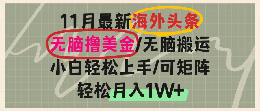 （13390期）国外今日头条，没脑子运送撸美元，新手快速上手，可引流矩阵实际操作，轻轻松松月入1W-星仔副业