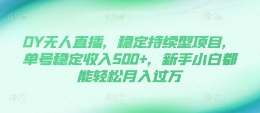 DY无人直播，稳定持续型项目，单号稳定收入500+，新手小白都能轻松月入过万【揭秘】-星仔副业