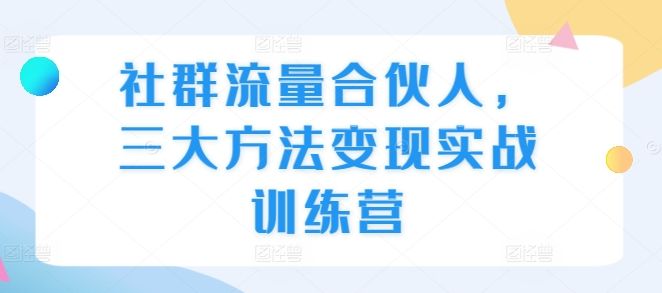 社群流量合伙人，三大方法变现实战训练营-星仔副业