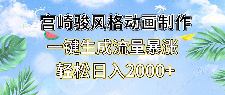 （13386期）宫崎骏风格动画制作，一键生成流量暴涨，轻松日入2000+-星仔副业