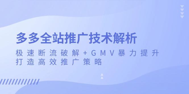 （13417期）多多的整站营销推广技术性分析：急速掉线破译 GMV暴力行为提高，打造高效营销推广策略-星仔副业