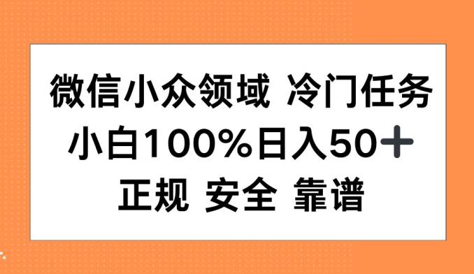 微信小众领域冷门特定任务，小白100%日入50+，正规安全靠谱-星仔副业