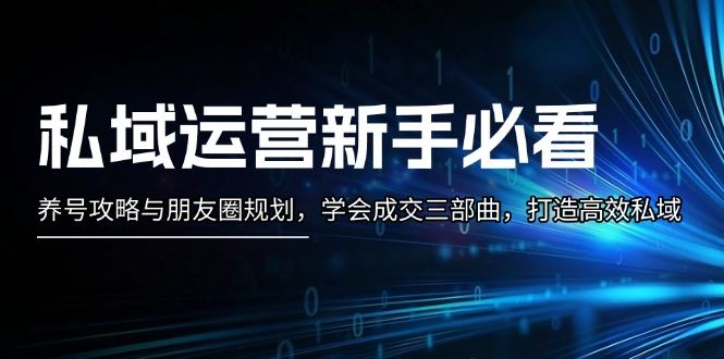 （13416期）私域流量运营新手指南：起号攻略大全与微信朋友圈整体规划，懂得交易量三部曲，打造高效公域-星仔副业