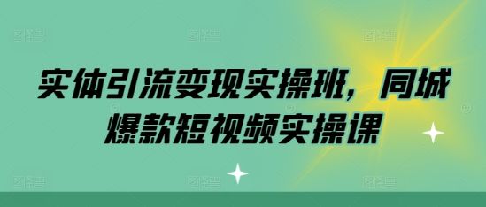 实体线引流变现实际操作班，同城网爆款短视频实操课-星仔副业