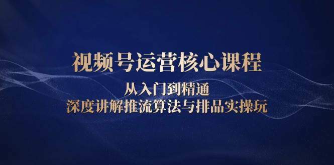 视频号运营核心课程，从入门到精通，深度讲解推流算法与排品实操玩-星仔副业