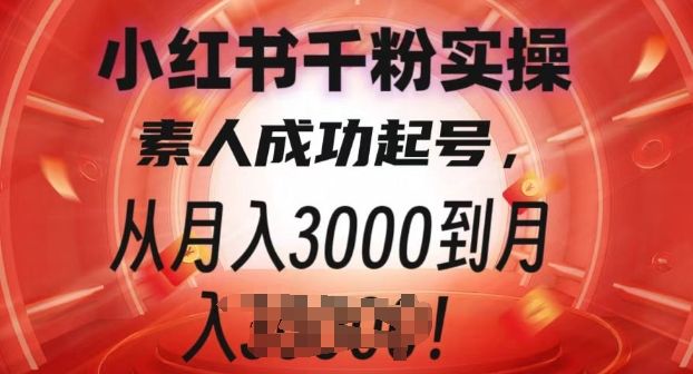 小红书千粉实操课，素人成功起号，从月入3000到月入过W-星仔副业