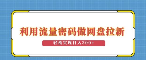 利用流量密码做网盘拉新，操作简单适合0基础小白，轻松实现日入3张-星仔副业