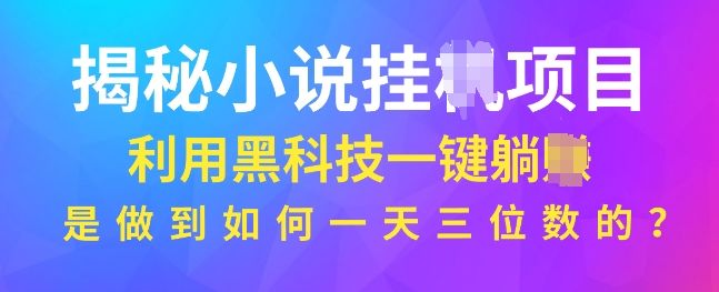 揭秘小说项目，利用黑科技一键躺Z模式，是如何做到一天三位数的-星仔副业