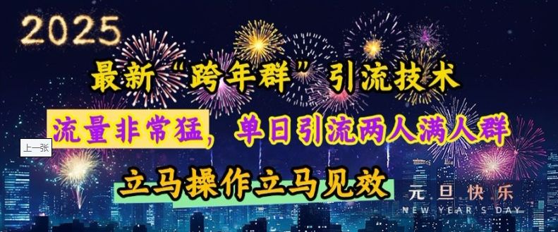 最新“跨年群”引流，流量非常猛，单日引流两人满人群，立马操作立马见效【揭秘】-星仔副业