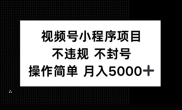 视频号小程序项目，不违规不封号，操作简单 月入5000+-星仔副业