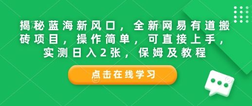 揭秘蓝海新风口，全新网易有道搬砖项目，操作简单，可直接上手，实测日入2张，保姆及教程-星仔副业